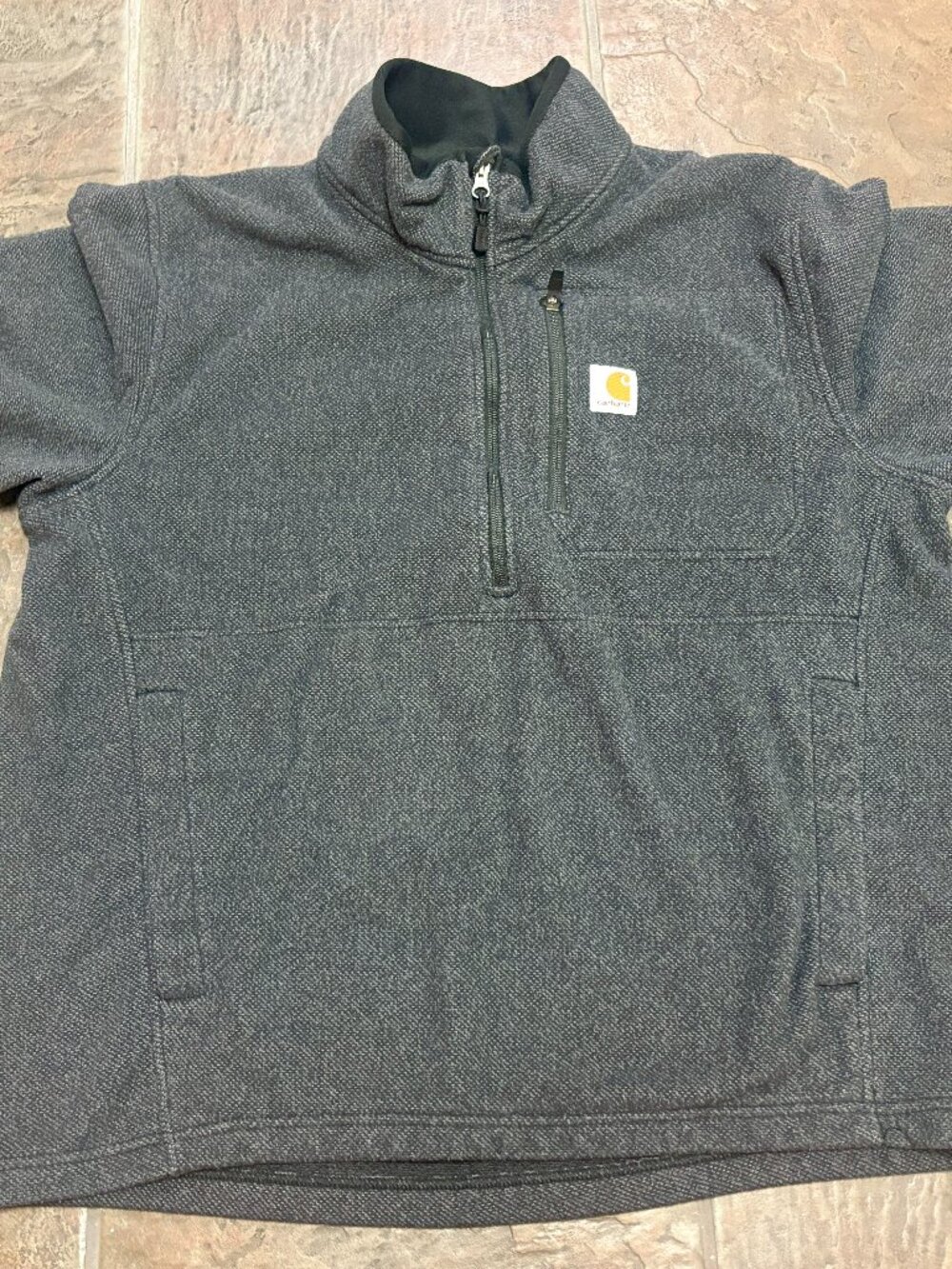 ~~Carhartt Sweater Men's Large GRAY 1/4 Zip Pullover Outdoor Workwear ***Shippi